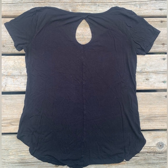 💙 Dynamite Black Keyhole Back Short Sleeve Tee - Size P/S - Picture 4 of 6